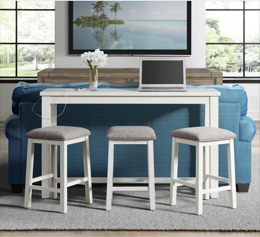 white kitchen bar table with outlets
